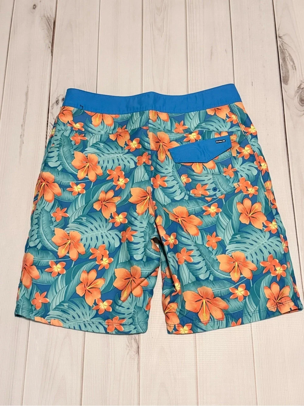 Hurley Gray and Blue Swim Shorts with Pastel Floral Accents